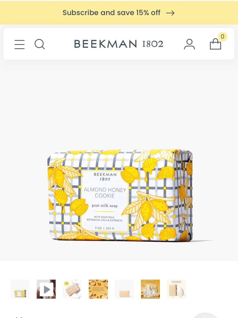 Beekman 1802 Almond Honey Cookie Goat Milk Soap.